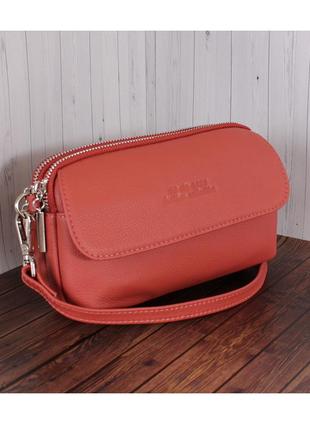 Терракотовая женская сумочка через плечо из натуральной кожи de esse l26309-008 распродажа