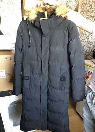 Зимняя длинная черная куртка, пальто3 фото