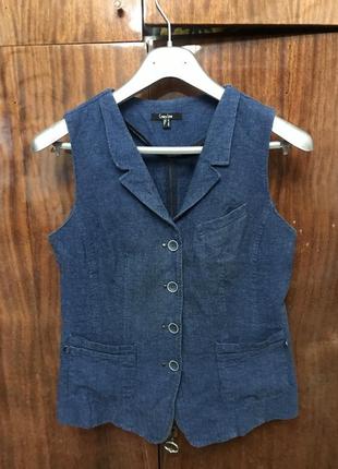 Стильный жилет блуза р 44(12) синего цвета1 фото