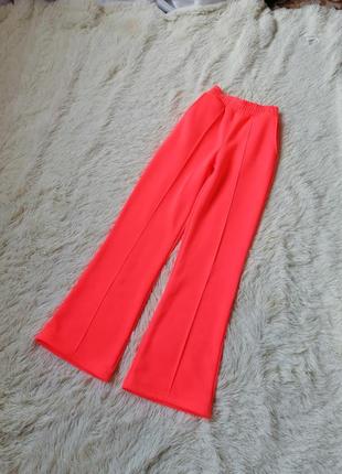 Утеплённые яркие кислотные брюки штаны на флисе со стрелками кислотно оранжевые кислотно малиновые к10 фото