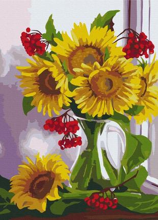 Картина за номерами «калінові соняшники, valentyna ivanova», патріотична в термопакеті 40*50 см, тм