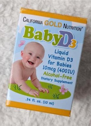 Капли витамин д3, d3 california gold nutrition для детей с 1 мес.