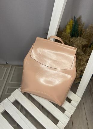 Кожаный пудровый рюкзак,рюкзак из эко-кожи2 фото