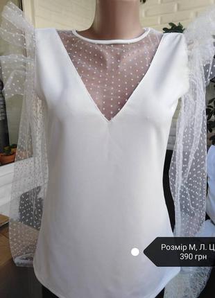 Блузка з прозорим рукавом2 фото