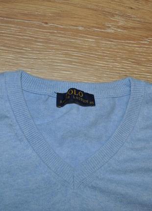 Голубой коттоновый свитер пуловер polo ralph lauren4 фото