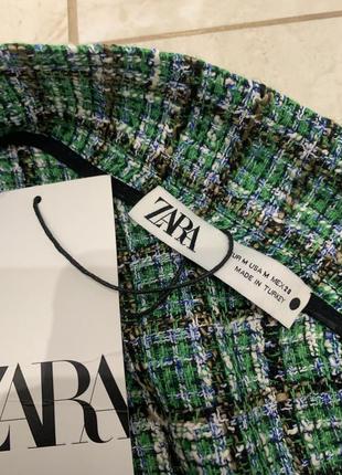 Твидовая длинная юбка зеленая zara нова8 фото
