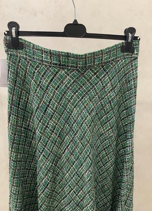 Твидовая длинная юбка зеленая zara нова7 фото