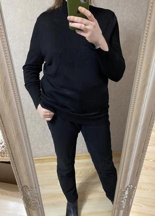 Базовый чёрный удлинённый гольф бадлон водолазка 50-52 р