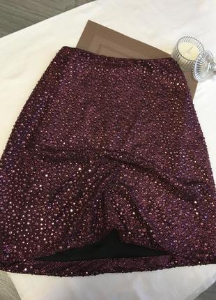 Фиолетовая сени юбка с стразами1 фото