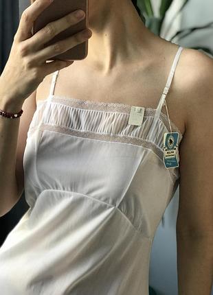 Винтажная нейлоновая новая белая ночнушка вінтажна сорочка сток