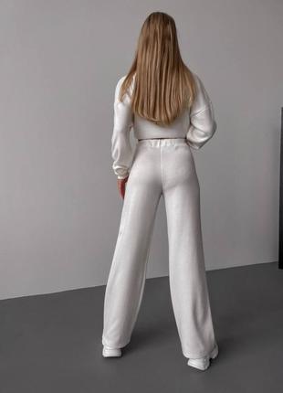 Женский теплый костюм брюки брюки свитер ангора белый беж4 фото