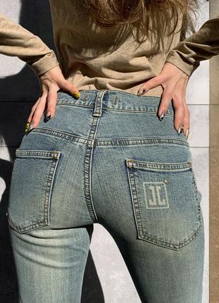 Винтажные джинсы клеш с пожелшим оттенком5 фото