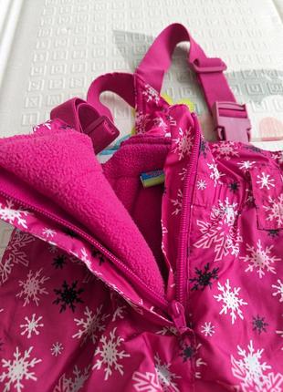 Теплые зимние термо брюки на флисе розовые полу комбинезон снежинки4 фото