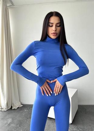 Ідеальна яскраво синя безшовна водолазка2 фото