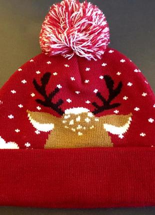 Волшебная новогодняя теплая шапка с огоньками3 фото