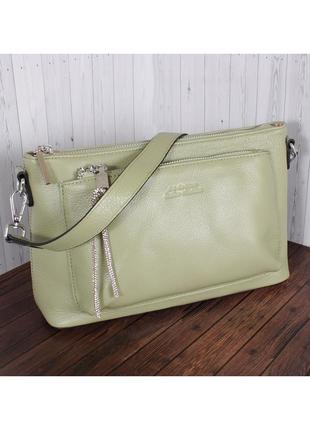 Кожаная сумка женская через плечо зеленая de esse l87023-81