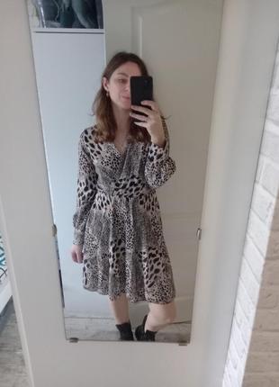 Сукня плаття принт леопард з декольте8 фото