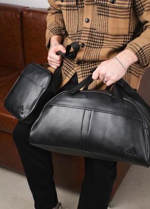 Комплект сумка груша кожзам + борсетка кожзам, adidas1 фото