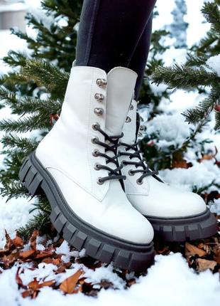 Белые ботинки женские зимние zls-078/б