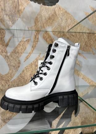 Белые ботинки женские зимние zls-078/б4 фото