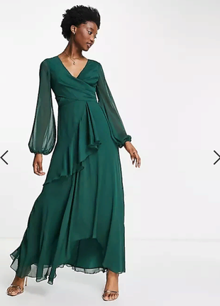 Длинное зелёное платье asos