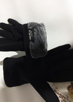 Женские тёплые трикотажные двойные  перчатки1 фото