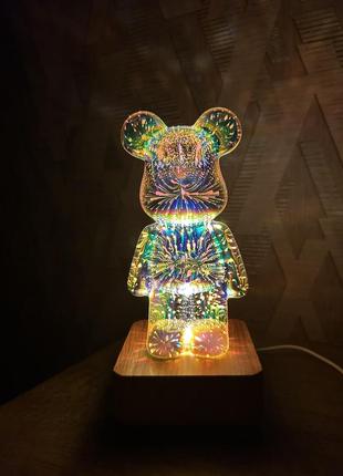 Светодиодный ночной светильник мишка 3d