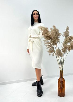 💜теплая модель на любую фигуру!💜  длинное ангоровое платье с поясом «juliette» + большие размеры🔥3 фото