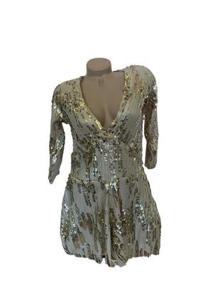 Платье ромпер комбинезон золотой блестящий праздничный пайетки2 фото