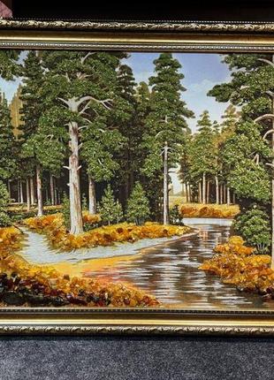 Картина з бурштину «лісова річка»