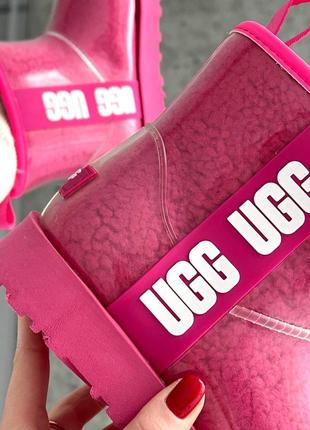 Трендовые женские угги ugg classic clear mini crimson premium розовые4 фото