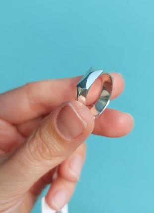 Каблучка срібна унісекс, кольцо серебро грани8 фото