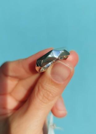 Каблучка срібна унісекс, кольцо серебро грани10 фото