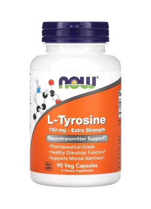 L-тирозин l-tyrosine посилена дія, 750 мг, 90 рослинних капсул амінокислота