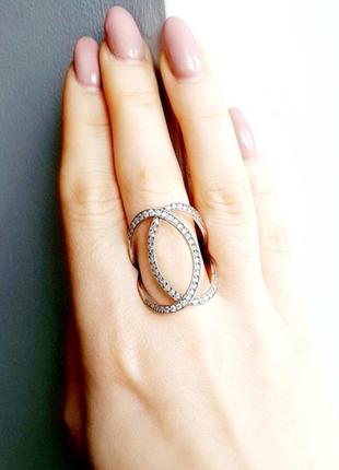 Серебряное родированное кольцо в стиле шанель 20 размер2 фото