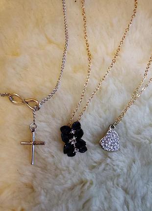 Подвеска крест с бесконечностью, сердце, черный цветок