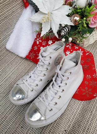 Высокие серебристые кеды converse all star 39