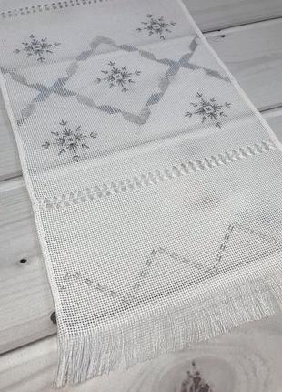 Рушник орнамент ручная вишивка серебро 145*22 см