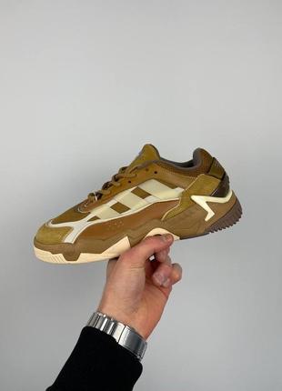 Мужские коричневые кожаные кроссовки adidas niteball 2 «brown» fz5800