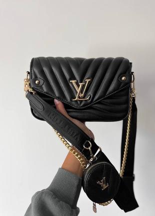 Женская сумка lv new wave multi pochette black люкс качество