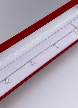 Серебряные браслеты на ногу 925 пробы покрытия родиной с подвесками5 фото