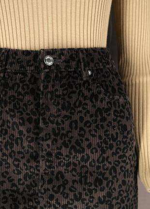 Брендовая вельветовая юбка "f&f" с леопардовым принтом. pазмер uk8/eur363 фото
