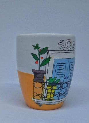 Чашка ручної роботи, чайна чашка керамічна чашка з розписом акрилом2 фото