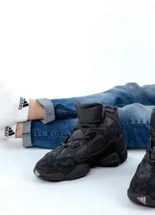 Adidas yeezy boost 500 high black зима winter ❄️ теплі зимові черевики чоботи fur хутро ☔️🌧🌤☀️3 фото