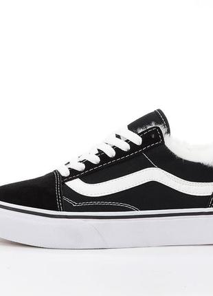 Зимние женские кроссовки vans old skool low white black кеды ванс на меху венс2 фото