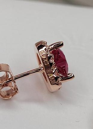 Сережки пандро срібло s925 ale оригінальна бирка серце червоне рожеве золото рожеві...