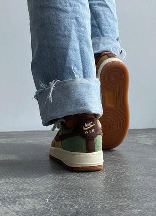 Стильные кроссовки nike air force 1 low green brown beige custom разного цвета7 фото