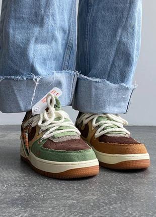 Стильные кроссовки nike air force 1 low green brown beige custom разного цвета8 фото