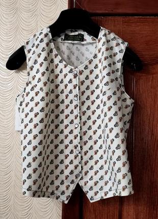 Блуза жилетка топ жилет на кнопках хлопок блуза коттон как костюмный жилет l'atelier de la rue французский винтаж1 фото