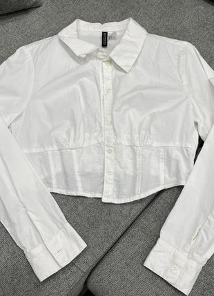 Блуза  сорочка біла укорочена h&m